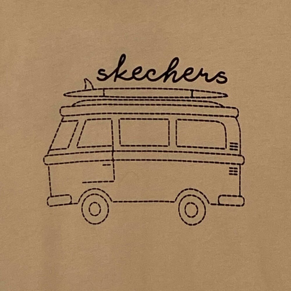 Skechers Surfing Van T-Shirt‎ Mens XL Beige California Culture Beach Coastal